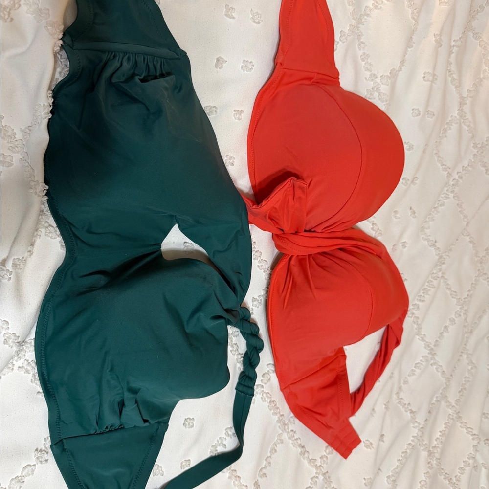 Shade & Shore Dark Teal and Nude Padded Bikini Top